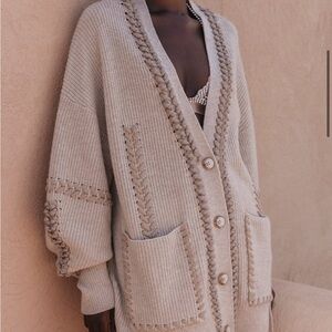 Mes Demoiselles braided beige cardigan size small